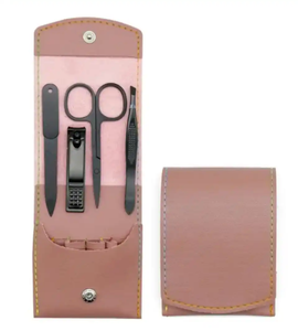 Custom Made Luxurious Stainless Steel 5-in-1 <b>Nail</b> Clipper Scissors Files Professional Infant Adult Manicure Set 4 Pcs Leather - Product Image 3