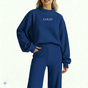 Sweat-shirt à col montant OEM pour femme, coupe ample, mélange de coton, pull chaud et confortable, streetwear automne-hiver, haut tendance - Product Image 1