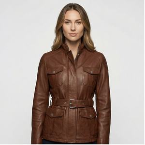 Chaqueta de Cuero de Moda Transpirable de Piel de Oveja, Chaqueta de Cuero Personalizada de Alta Calidad para Mujer - Product Image 1