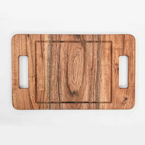Planche à découper en bois d'acacia sur mesure à double poignée plateau de service à découper rectangulaire en bois rainures de jus pour planche à charcuterie - Product Image 6