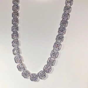 Collar de Cadena con Eslabones en Forma de Racimo y Corte Esmeralda, con Moissanita VVS, Chapado en Oro Rosa y Rodio sobre Plata de Ley 925, para Regalo - Product Image 5