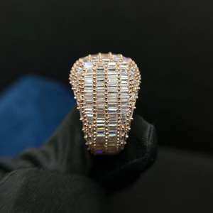 Fully Iced Out Baguette Cut Moissanite Diamond Men's Engagement <b>Ring</b> <b>Pinky</b> Boss <b>Ring</b> 925 Sterling <b>Silver</b> Hip Hop Style Jewelry - Product Image 5
