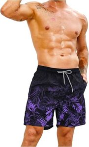Short de bain pour homme à imprimé tortue, en polyester/coton extensible, séchage rapide, avec cordon de serrage, taille mi-haute, pour la plage et les loisirs - Product Image 3