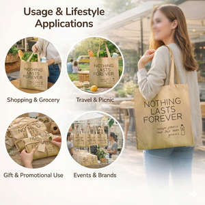 Eco-Friendly Biodegradable Recyclable Cotton Canvas Tote <b>Bag</b> Stylish Silk Screen Printed Reusable Everyday Grocery Use Patch - Product Image 4