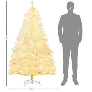 6ft White Pre-Lit Artificial Christmas <b>Tree</b> with Warm White LED <b>Lights</b> & Auto Open Feature for Festive Lighting - Product Image 3