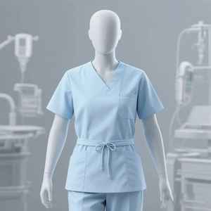 ชุดยูนิฟอร์มพยาบาลผ้าฝ้ายนุ่มคุณภาพดี สวมใส่สบาย แบบครึ่งแขน มีลาย - Product Image 5