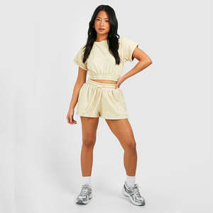 Conjunto de 2 Piezas para Mujer, Sudadera y Pantalones Cortos, Gris, Felpa, con Bolsillos, Estilo Casual, Corte Regular, Ecológico - Product Image 4