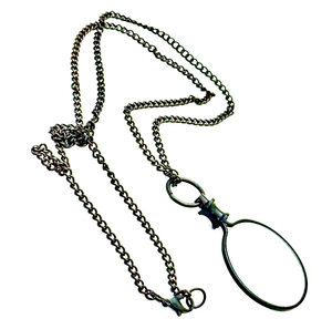 Collar de lupa de metal negro vintage con cadena larga, lente de lectura de bolsillo estilo antiguo para coleccionistas e inspectores - Product Image 4