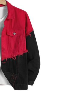 Veste en jean décontractée Mukhab pour homme – Collection automne, respirante, imperméable, réversible, coupe classique, effet vieilli, 100 % denim - Product Image 4