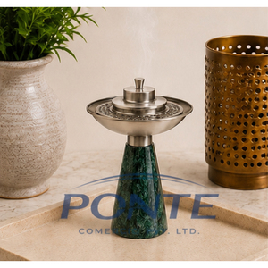 Quemador de Incienso Clásico de Mármol Verde Natural, Porta Incienso Árabe para Decoración del Hogar, Mabkhara para Oud e Incienso Aromático - Product Image 2