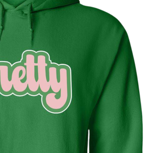 เสื้อฮู้ดดี้พรีเมียม AKA Pretty Hoodie ผ้าฟลีซแบบสวมหัว สกรีนลายตามสั่งสำหรับชมรมหญิงสาวกรีก เสื้อฮู้ดดี้ลำลองสำหรับผู้หญิง สีเขียวเคลลี่ชมพู - Product Image 3