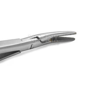 Porte-aiguille courbé Castroviejo de fabrication professionnelle, mâchoires standard de 11 mm, pointes émoussées, 140 mm x 1,25 mm - Product Image 6