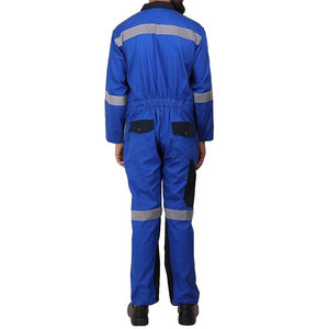 Combinaison de travail haute visibilité bleue pour hommes, bandes réfléchissantes, polyester rip-stop, certifiée CE/EU, uniforme de sécurité unisexe - Product Image 1