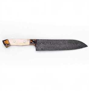 Couteau de chef artisanal en acier Damas de 8 pouces avec manche en os et bois, personnalisable OEM - Product Image 4