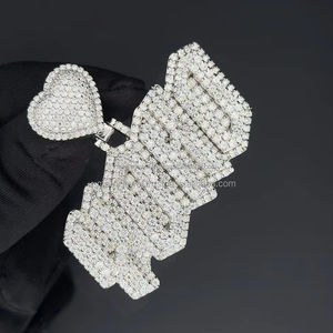 Personnalisé Glacé Vvs Moissanite Pass Diamant Testeur 925 Argent Lettre Nom En Forme De Coeur Boucle Pendentif Fine Jewelry pour Hommes Femmes - Product Image 4