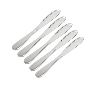 Stainless Steel Dessert <b>Knife</b> Butter Dinner <b>Knives</b> Matte Finish Flatware Set Modern Design Tableware Used - Product Image 4