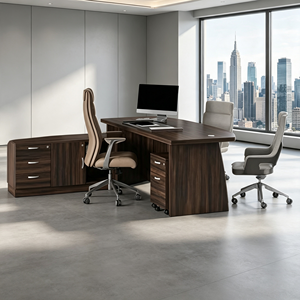 Escritorio Ejecutivo Moderno de Madera, Muebles de Oficina Contemporáneos, Cajonera Independiente, Diseño Ergonómico, Sistema de Oficina AY V-QX - Product Image 1