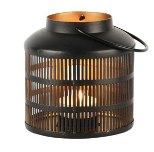 Black Steel Lantern Set With Circular Cutout Pattern Portable Home Decoration Candle Holders DIY Lamp Shade <b>Cove</b> - Product Image 6