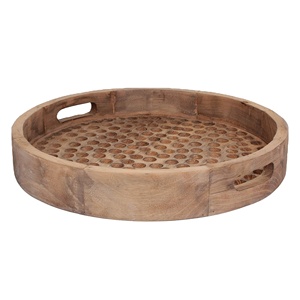 Plateau de service au design moderne pour la maison, hôtel, restaurant Plateaux décoratifs modernes en bois Plats de service ronds - Product Image 1