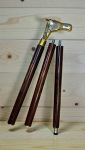 Handcrafted Black <b>Wooden</b> Walking Cane with Decorative Metal Animal <b>Handle</b> Vintage Classic Walking Stick Brass Accents - Product Image 5