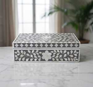 New Arrival ARIF HANDICRAFTS Morden Luxury Handcrafted Floral Pattern Bone Inlay Jewelry <b>Trinket</b> Storage <b>Box</b> Non-Toxic - Product Image 2