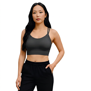 Sujetador deportivo para mujer, color beige, con tirantes, sin espalda, para yoga, transpirable, a prueba de golpes, ligero, para entrenamiento - Product Image 2