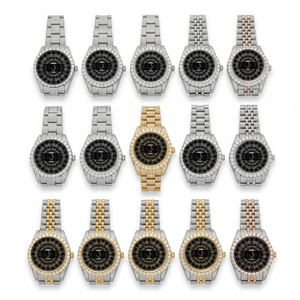 Luxury Cartoon Antique Iced Square <b>Case</b> Quartz <b>Watch</b> Stainless Steel Moissanite Diamond Analog 38mm Sapphire Crystal Chronograph - Product Image 4