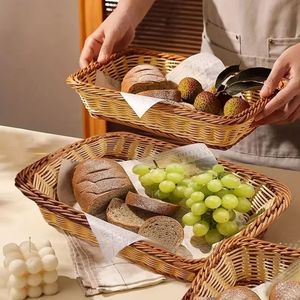 Bakery Organizer Rattan <b>Basket</b> Hand Woven Handicraft Fruits Serving <b>Trays</b> Rustic Decoration for Kitchen and Restaurant Pantry - Product Image 5