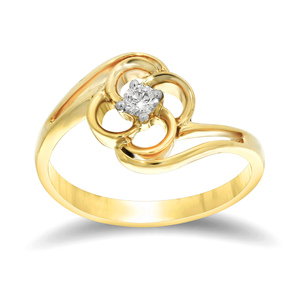 Anillo de Diamantes Rosy Buds Gold con Diseño Floral, Corte Redondo, Anillo de Compromiso para Mujer, Joyería al por Mayor - Product Image 1