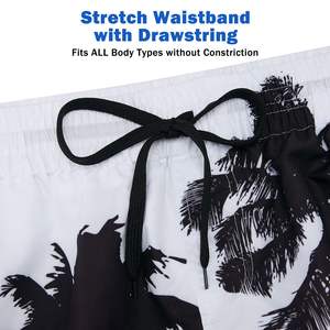 Pantalones cortos de vacaciones para hombre, estampado de palmeras, cintura elástica con cordón, playa, verano, informal, vacaciones, camisa blanca colorida, camisa de verano para hombre - Product Image 6