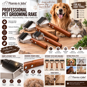 Rastrillo Desenredante de Acero Inoxidable con Mango de Madera para Perros y Gatos de Pelaje Grueso, Herramienta de Peluquería Canina para Dueños de Mascotas - Product Image 5