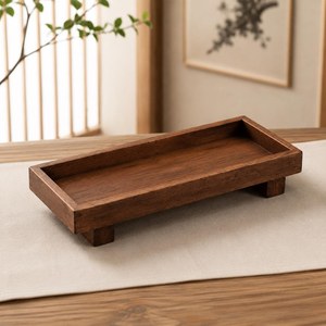 Plateau rectangulaire en bois massif fait main avec pieds, en noyer, pour thé, style minimaliste Japandi, décoration zen pour la maison, cadeaux - Product Image 4