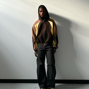 Veste oversize pour homme, style streetwear français, 100% coton, imprimé à l'écran, veste à capuche zippée, coupe carrée - Product Image 2