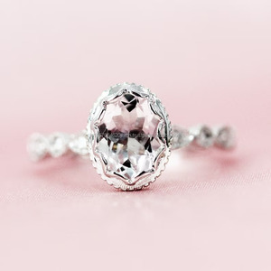 แหวนทองหมั้น14K ใส่ได้ทั้งชายและหญิงวินเทจขาวแล็บปลูกเพชรไข่มุกฝังมุกของขวัญเครื่องประดับชั้นดีสำหรับงานแต่งงานปาร์ตี้ IGI - Product Image 1