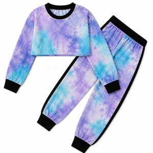 Women's <b>Tie</b> <b>Dye</b> Tracksuit <b>Set</b> Long Sleeve Crop Top Full Length Jogger Pants Crew Neck Casual Two Piece Outfit Gradient Color - Product Image 5
