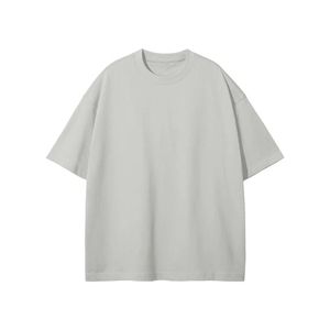 Men's Oversized Letter Pattern Gray Short Sleeve Cotton T-Shirt O-Neck Regular Fit Casual Worsted Knitted Front Silk <b>Screen</b> - Product Image 4