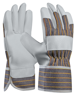 Gants de sécurité en cuir de mouton pleine fleur, résistants à l'abrasion, antidérapants, gants de travail polyvalents, avec poignet élastique - Product Image 1