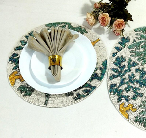 Royal Golden Luxury Handmade Eco-Friendly Bead Placemat Table Runner Embroidery Elegant Dining Wedding Decor Festive Table - Product Image 2
