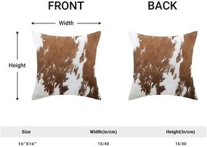 Faux Fur Cowhide Print Square <b>Cushion</b> Cover 16 Inches Invisible Zipper Nordic Style Home Decor Pillow Case - Product Image 2