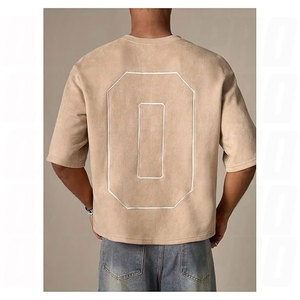 T-shirt court pour homme, coupe ample, imprimé graphique, manches courtes, col rond, en faux daim, style décontracté streetwear - Product Image 3