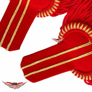 KEW Epaulette de Hombro Trenzado Bordado Rojo Dorado Vintage Ecológico Personalizable para Uniforme/Accesorio de Disfraz - Product Image 2