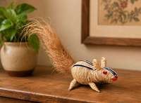 Décoration rustique artisanale en forme d'oiseau en herbe de Sabai, faite à la main |   Décoration intérieure écologique en fibres naturelles