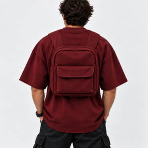 Camiseta Oversize para Hombre de 300 GSM con Diseño de Mochila |   Bolsillo trasero integrado en la mochila |   Camiseta Urbana Personalizada - Product Image 1