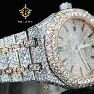 Reloj de Diamantes de Lujo Pahal Jewels para Hombre, Caja Tonneau de Acero Inoxidable de 41 mm, Cuarzo Analógico con Visualización de Fecha, Cristal de Zafiro, Correa de 20 mm - Product Image 4