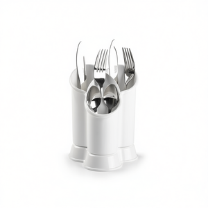 Portaposate PlasticForte Design Trebol in Plastica Bianca Lavabile in Lavastoviglie Contenitore per Utensili da Cucina - Product Image 2