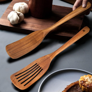 Espátulas de madera de acacia no tóxicas para utensilios de cocina, juego de utensilios de cocina con mango largo, venta al por mayor de fábrica en Vietnam - Product Image 2