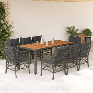Set da Pranzo da Giardino in Rattan Grigio per 8 Persone, Resistente alle Intemperie, Arredamento da Esterno - Product Image 1