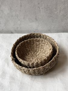 ตะกร้าหญ้าทะเลทรงกลมถักด้วยมือ2ชิ้นแบบมินิมอลลิสม์สำหรับห้องครัว/ตะกร้าเก็บของตกแต่งบ้าน - Product Image 2