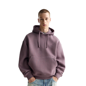Unisex Oversized Purple Hoodie Heavyweight Fleece Pullover Streetwear Drop Shoulder Custom Logo Embroidery Winter Sweatshirt - Product Image 1