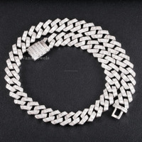 Collier chaîne cubaine élégant unisexe en argent sterling 925, épaisseur 1,5 cm, finition polie miroir, style streetwear hip-hop, moissanite